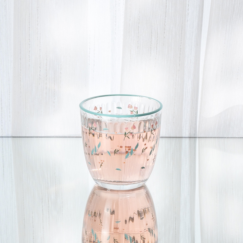 4 Pieces Floral Butterfly Glass Cup..