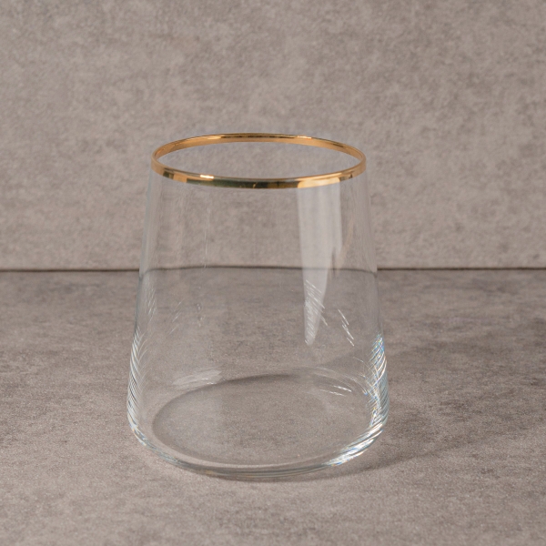 4 Pieces Elegance Gold Rim Glass Tumbler Set 420 ml - Transparent