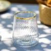 4 Pieces Elegance Gold Rim Glass Tumbler Set 420 ml - Transparent