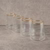 4 Pieces Elegance Gold Rim Glass Tumbler Set 420 ml - Transparent