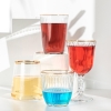 4 Pieces Elegance Gold Rim Glass Tumbler Set 420 ml - Transparent
