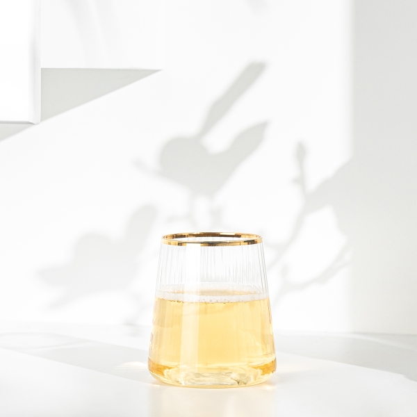 4 Pieces Elegance Gold Rim Glass Tumbler Set 420 ml - Transparent