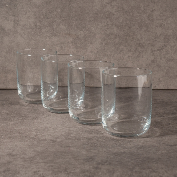 4 Pieces Elegant Glass Cup Set 280 ml - Transparent