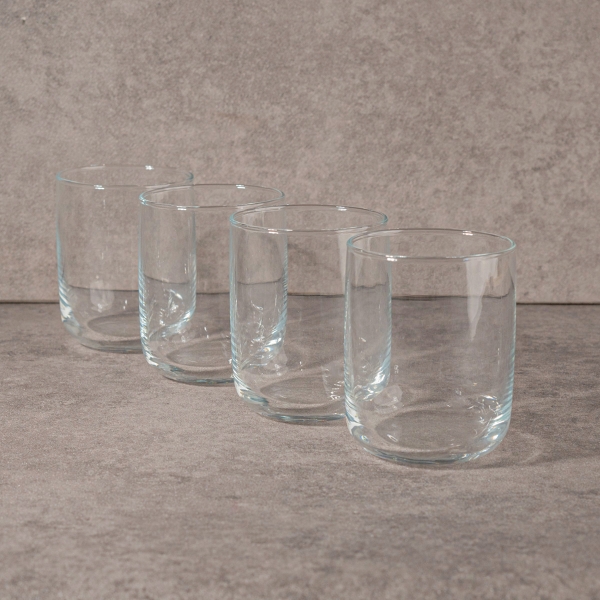 4 Pieces Elegant Glass Cup Set 280 ml - Transparent