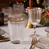 4 Pieces Clear Line Glass Cup Set 395 ml - Transparent