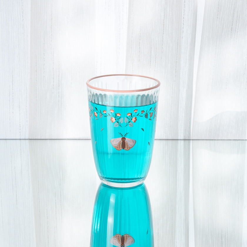 4 Pieces Floral Butterfly Glass Cup..