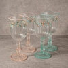 4 Pieces Floral Butterfly Glass Cup Set 240 ml - Multicolored