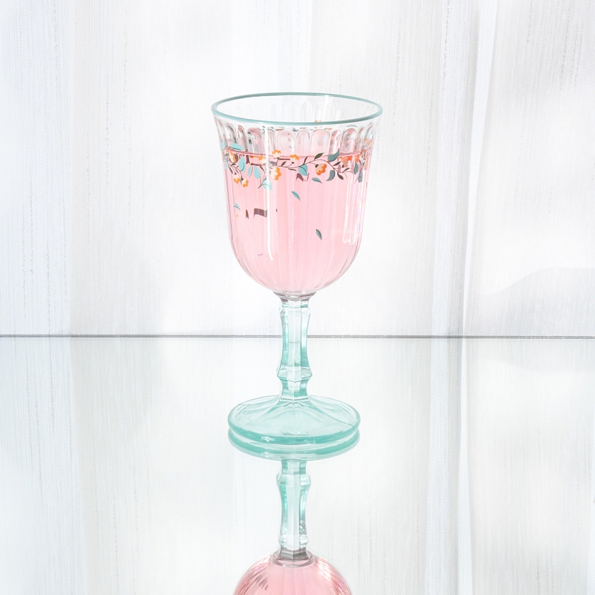 4 Pieces Floral Butterfly Glass Cup..