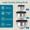 3 Pieces Zymta Stainless Steel Mixing Bowls Set with Silicone Base and Lid - Silver / Black