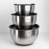 3 Pieces Zymta Stainless Steel Mixing Bowls Set with Silicone Base and Lid - Silver / Black