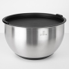 3 Pieces Zymta Stainless Steel Mixing Bowls Set with Silicone Base and Lid - Silver / Black