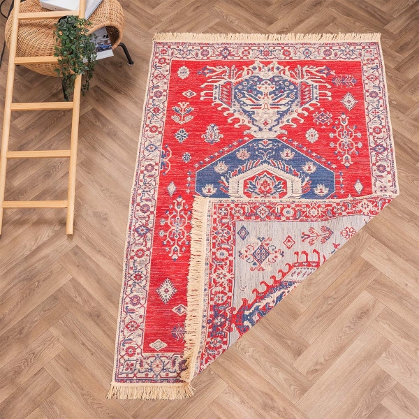 160 x 230 cm Mirror Craft Heritage Double Sided Decorative Rug - Red / Navy Blue / Cream