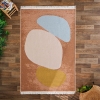 80 x 150 cm Mirror Craft Pebble Art Double Sided Decorative Rug - Brown / Blue / Light Grey / Mustard