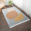 80 x 150 cm Mirror Craft Pebble Art Double Sided Decorative Rug - Brown / Blue / Light Grey / Mustard