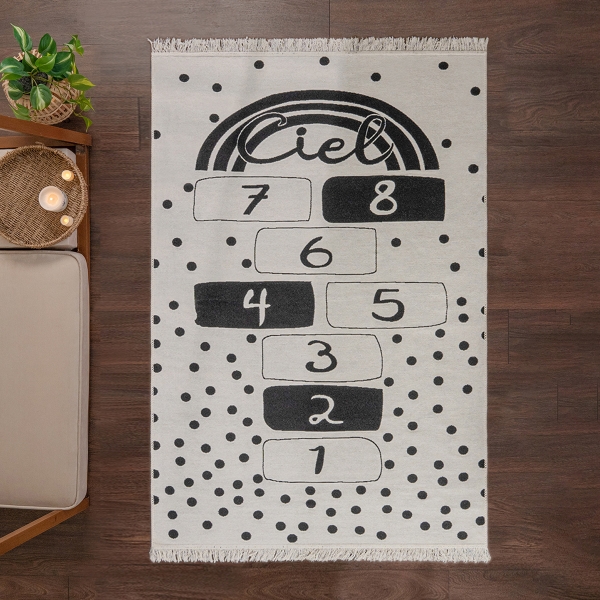 120 x 180 cm Mirror Craft Number Board Double Sided Decorative Rug - Black / White