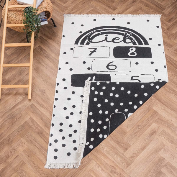 120 x 180 cm Mirror Craft Number Board Double Sided Decorative Rug - Black / White