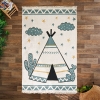 80 x 150 cm Mirror Craft Tent Double Sided Decorative Rug - Green / White / Mustard