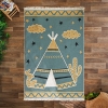 120 x 180 cm Mirror Craft Tent Double Sided Decorative Rug - Green / White / Mustard