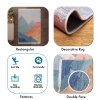 120 x 180 cm Mirror Craft Mountains Landscape Double Sided Decorative Rug - Navy Blue / Grey / Brown / Mustard