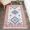 120 x 180 cm Mirror Craft Rhombus Double Sided Decorative Rug - Terracotta / Grey / Navy Blue