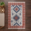 120 x 180 cm Mirror Craft Rhombus Double Sided Decorative Rug - Terracotta / Grey / Navy Blue