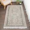 60 x 90 cm Mirror Craft Traditional Tribal Motif Double Sided Decorative Rug - Light Brown / Black / Mint
