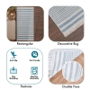 60 x 90 cm Mirror Craft Monochrome Stripes Double Sided Decorative Rug - Blue / White