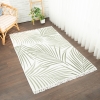 60 x 90 cm Mirror Craft Printed Palm Leaf Double Sided Decorative Rug - Cream / Green
