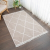 200 x 300 cm Mirror Craft Elegance Diamond Double Sided Decorative Rug - White / Light Brown