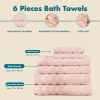 6 Pieces Blush Luxe 600 GSM Luxury Turkish Cotton Towel Set - Light Pink