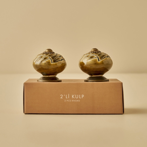 2 Pieces Lara Handle Set 6.5 x 4 x 4 cm - Mustard