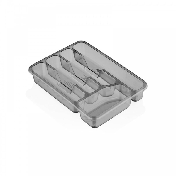  38.5 x 30.5 x 5 cm Luxury Cutlery Plastic Tray - Grey