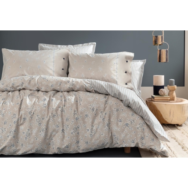 4 Pieces Aveline Ranforce Double Duvet Cover Set 200 x 220 cm - Beige