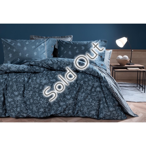 4 Pieces Aveline Ranforce Double Duvet Cover Set 200 x 220 cm - Indigo