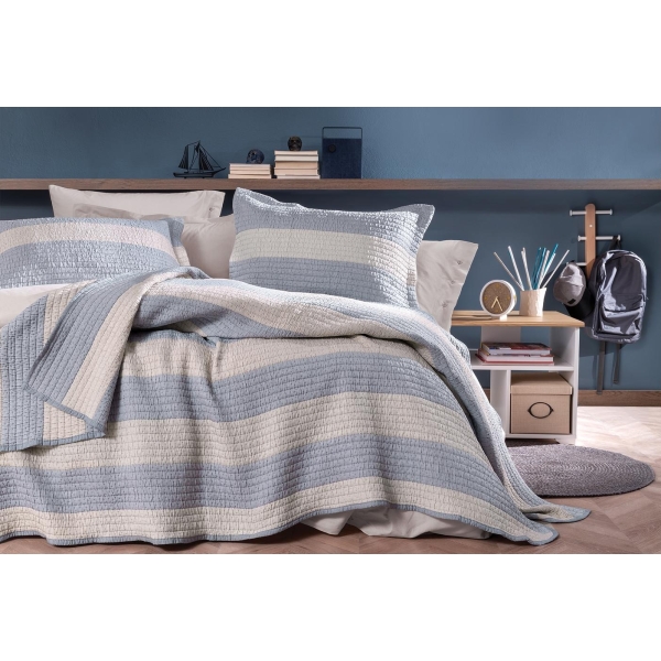 2 Pieces Bardie Jacquard Single Bedspread Set 160 x 240 cm - Indigo