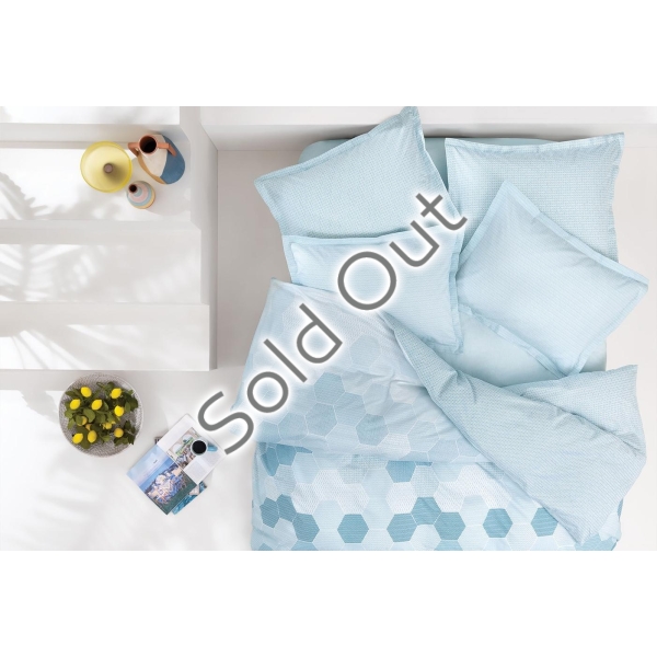 4 Pieces Kenny Ranforce King Size Duvet Cover Set 240 x 220 cm - Blue