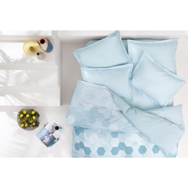 3 Pieces Kenny Ranforce Single Pique Set 160 x 220 cm - Blue