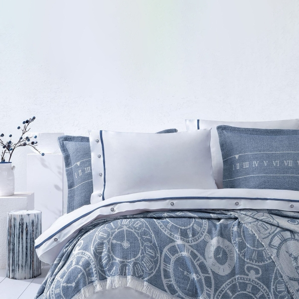 7 Pieces Astral Cotton Double Dowery Set 200 x 220 cm - Indigo