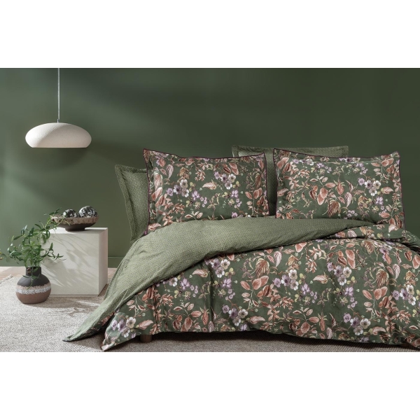 4 Pieces Olender Ranforce Double Duvet Cover Set 200 x 220 cm - Green