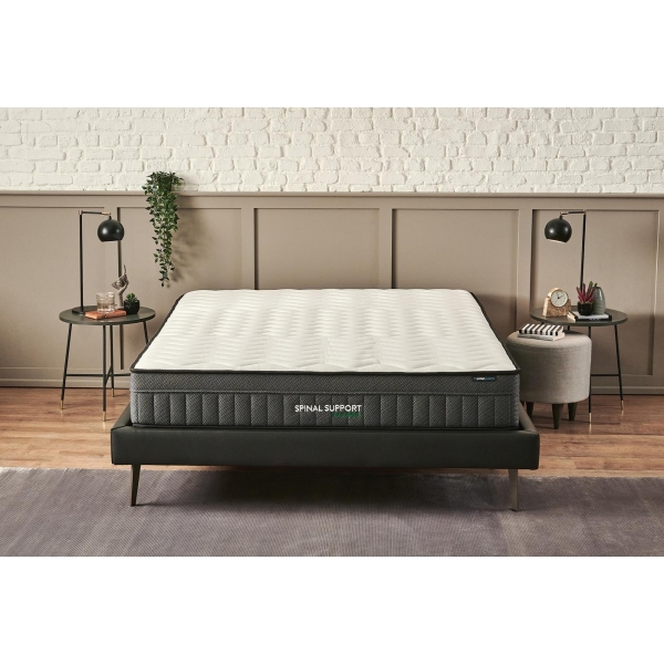 Spinal Support 200 x 200 x 25 cm Bamboo Pocket Spring Series Double Mattress - White / Black