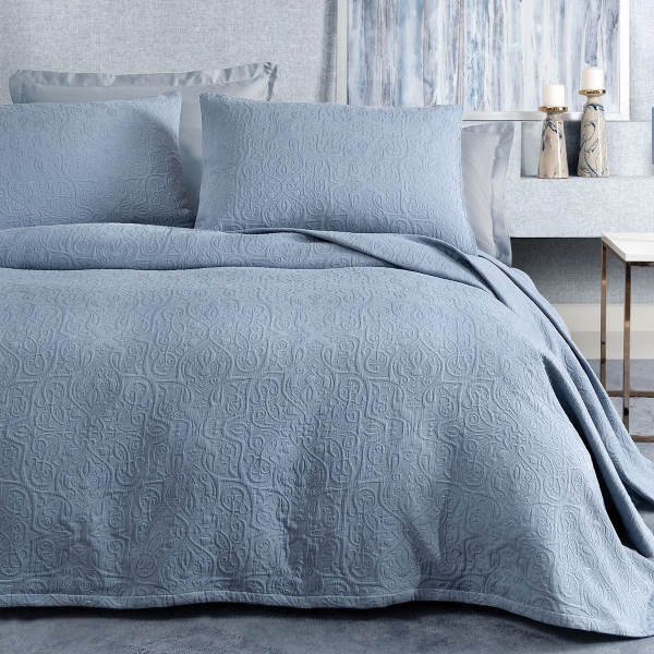 3 Pieces Matte Double Bedspread Set 240 x 260 cm - Indigo