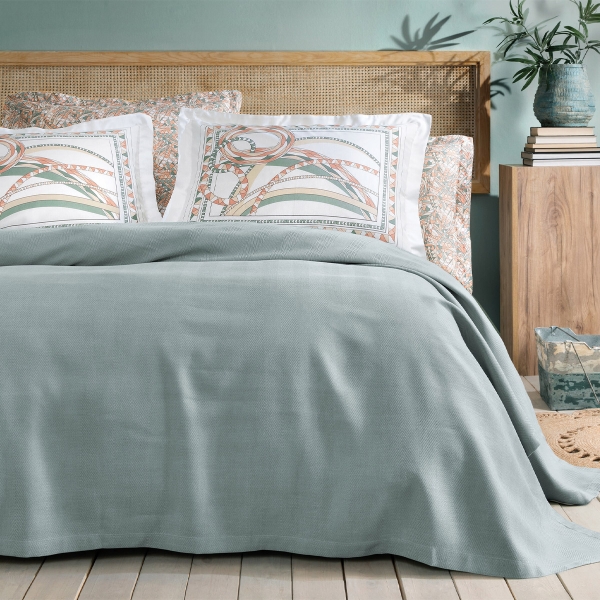 4 Pieces Retro Bamboo Double Pique Set 200 x 220 cm - Sage Green
