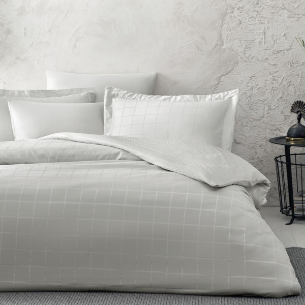 4 Pieces Destra Cotton Satin Single Duvet Cover Set 160 x 220 cm - Grey