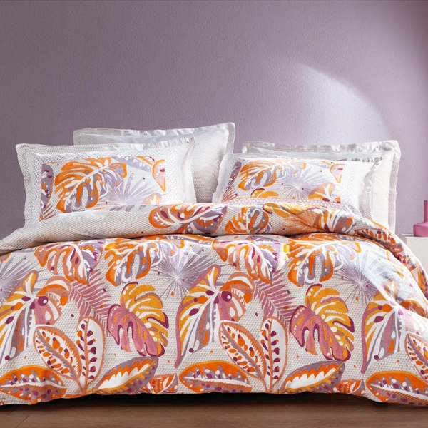 4 Pieces Sonia Cotton Satin King Size Duvet Cover Set 240 x 220 cm - Lilac