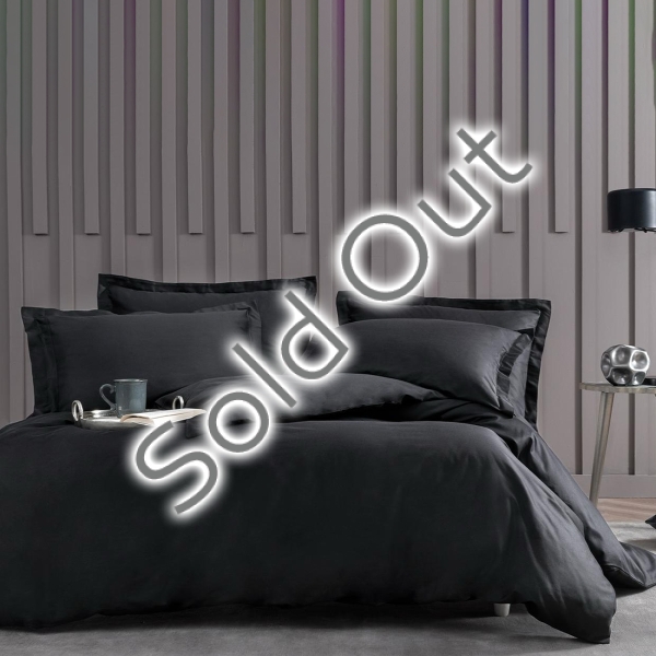 4 Pieces Dora Cotton Satin Double Duvet Cover Set 160 x 220 cm - Black