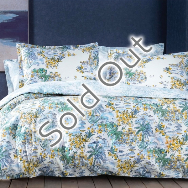 4 Pieces Marco Ranforce King Size Duvet Cover Set 240 x 220 cm - Blue