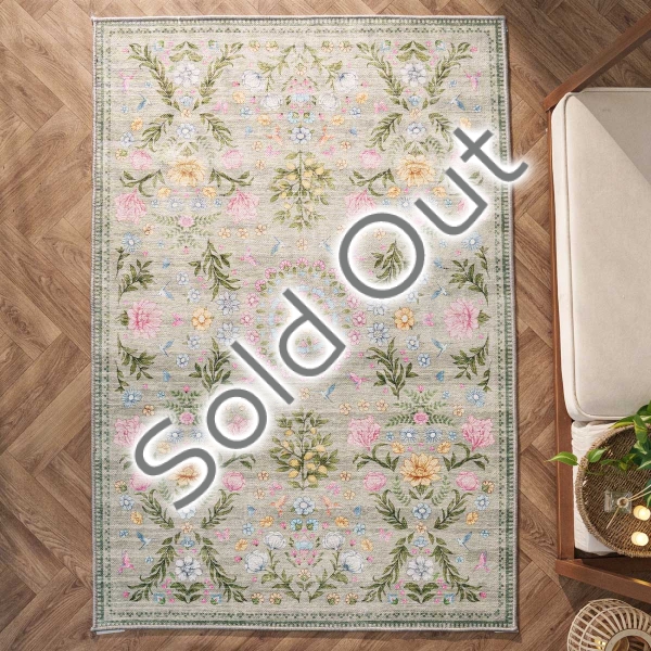 120 x 180 cm Retro Elegant Floral Harmony Decorative Rug - Pink / Green / Grey / Blue