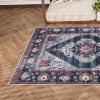 200 x 300 cm Retro Majestic Medallion Decorative Rug - Petrol Blue / Red