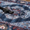 200 x 300 cm Retro Majestic Medallion Decorative Rug - Petrol Blue / Red