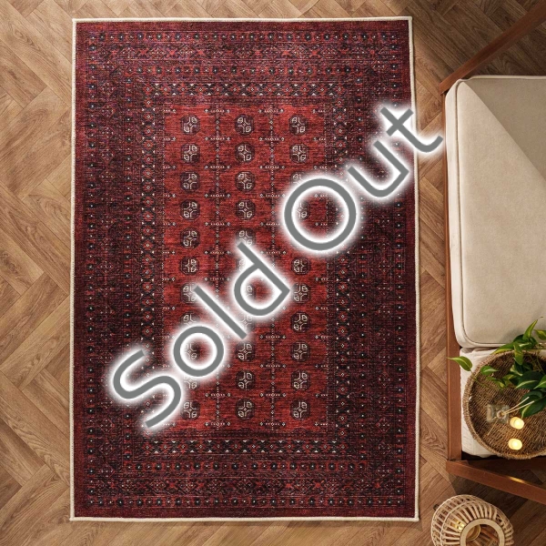 160 x 230 cm Retro Crimson Elegance Decorative Rug - Red
